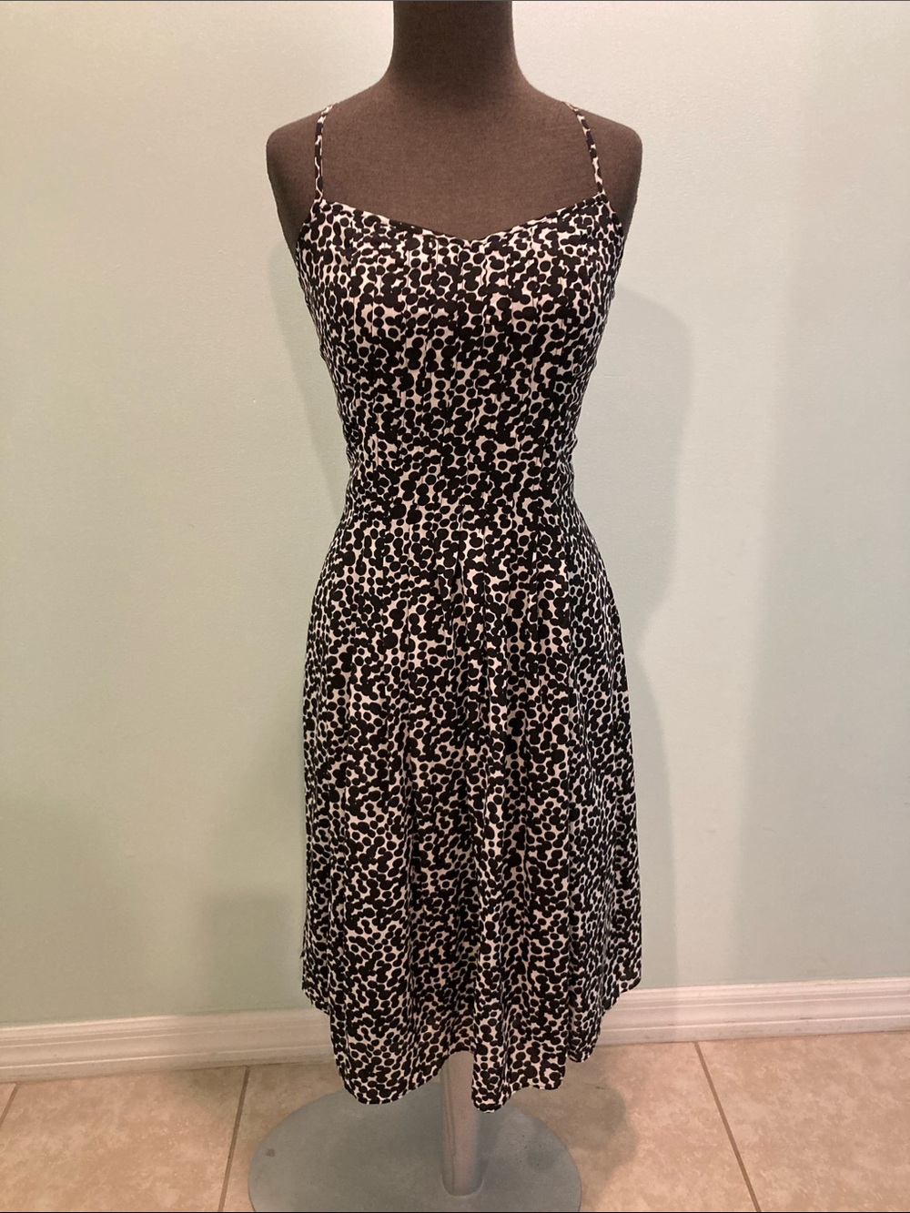 Banana Republic Black & Cream Leopard Print Midi Slip Dress
